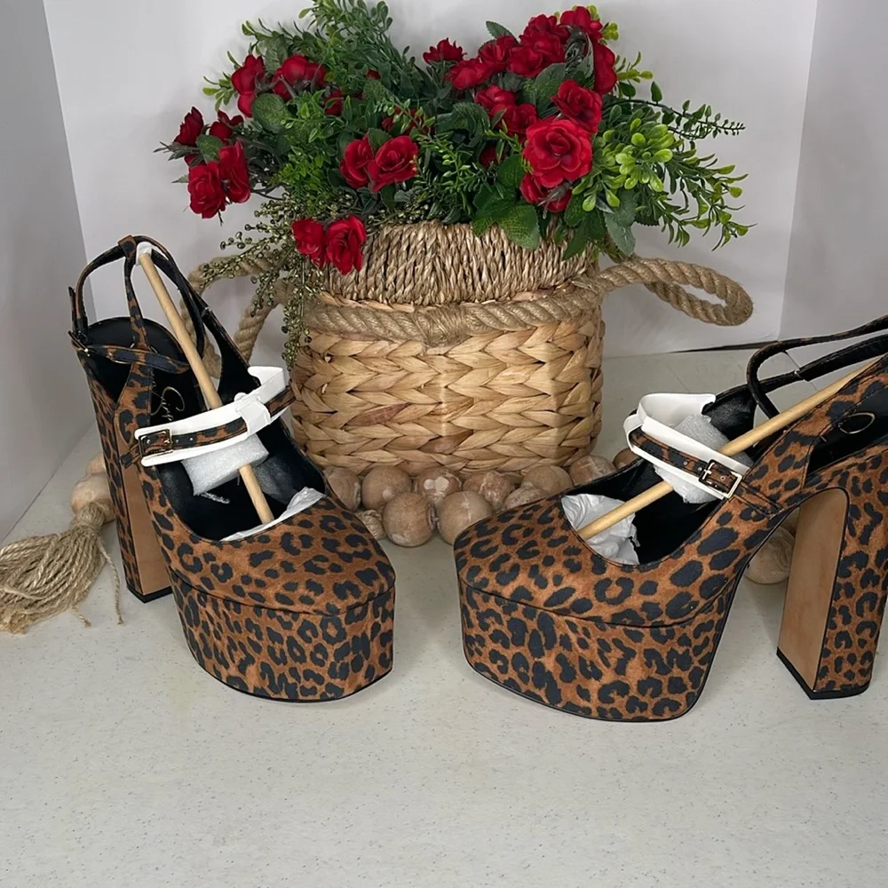 Jessica Simpson Leopard Print Platform Mary Jane Pumps